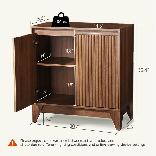 MODERN FARMHOUSE SIDEBOARD BUFFET CABINET - 31" - DARK WALNUT (MODEL: F008) image 2