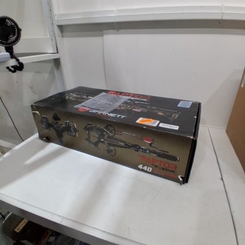 BARNETT HYPER RAPTOR T-REX CROSSBOW WITH 2 - 7 X 36MM ILLUMINATED MULTI-RETICLE SCOPE - 3 HYPERFLITE 22"ARROWS - 440FPS - 220LB - 32" X 15.6" - CAMO (MODEL: BAR78248) image 4