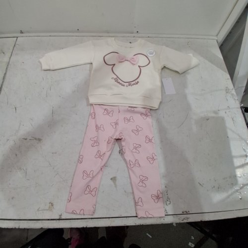 2PC GIRLS' DISNEY BABY BOW PRINT SWEATSHIRT AND PANTS SET - 12-18M - PINK / CREAM image 2