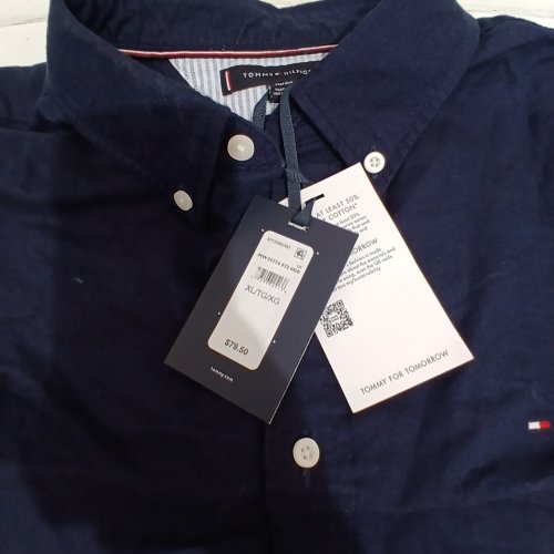 MEN'S TOMMY HILFIGER FLEX FLANNEL BUTTON-FRONT SHIRT - EXTRA LARGE, REGULAR - NAVY image 2