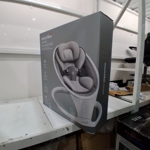 MUNCHKIN LIGHTWEIGHT SMART BLUETOOTH BABY SWING WITH NATURAL SWAY IN 5-SPEED & REMOTE - WHITE/GREY - (MODEL: MKCA0788 / 34499001) image 5