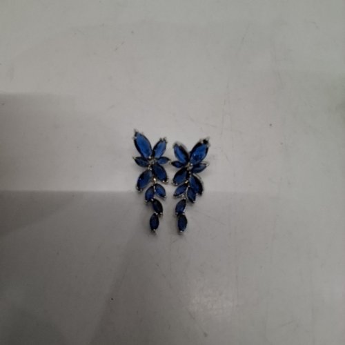 1PR WOMENS EVER FAITH BLUE RHINESTONE DROP EARRINGS- SILVER TONE/BLUE image 4