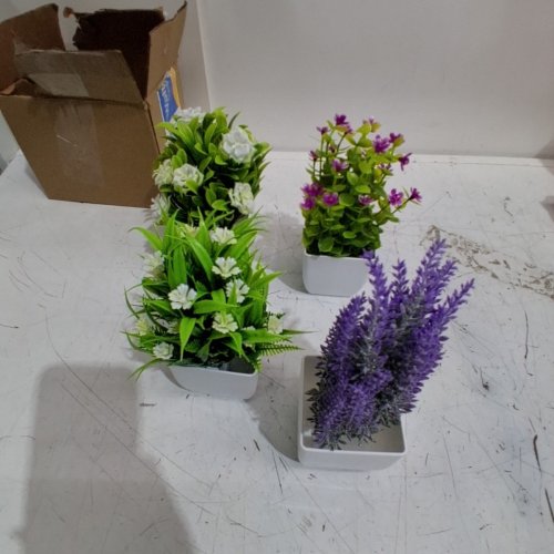 4PC POTTED DECORATIVE FAUX PLANTS - 6.5" - MULTICOLOURED image 2