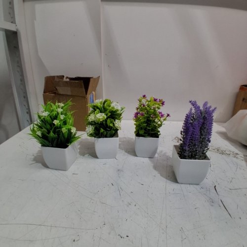 4PC POTTED DECORATIVE FAUX PLANTS - 6.5" - MULTICOLOURED image 3
