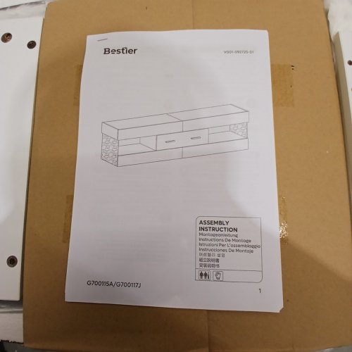 BESTIER HIGH GLOSS MODERN TV STAND WITH STONE-PATTERENED SIDE PANELS & LED LIGHTS - 15.9" X 60" X 13.8" - WHITE (ITEM: G700115A-BWHT) image 8