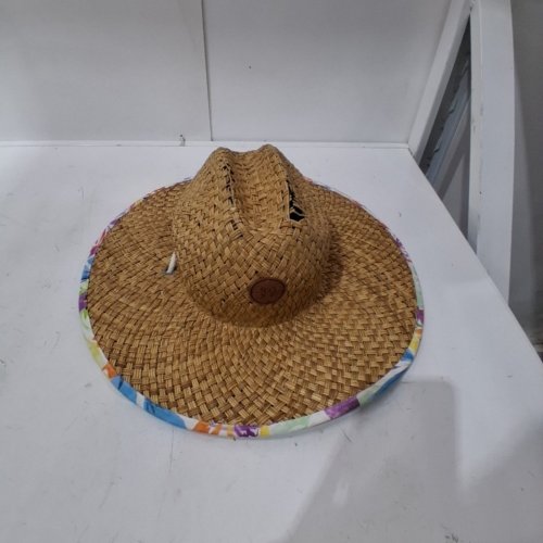 WOMEN'S ROXY ADJUSTABLE STRAW/BEACH HAT - SMALL - TAN/FLORAL image 2