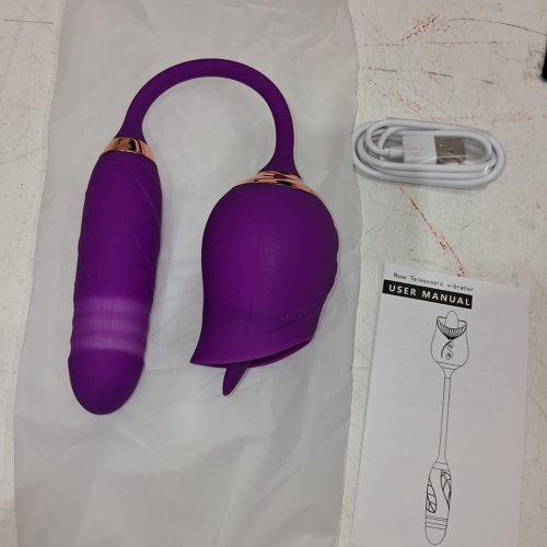 QIANNNEL QUIET VIBRATOR STIMULATOR LICKING ROSE - 10 SPEEDS - PURPLE image 3