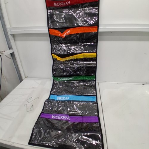 KIDS WEEKLY CLOTHES ORGANIZER WITH 6-SHELF AND LABELS FOR MONDAY TO FRIDAY - BLACK image 2