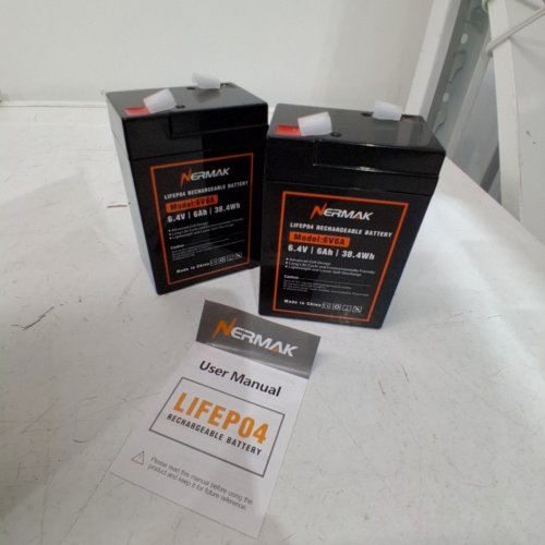 2PK NERMAK LITHIUM LIFEPO4 BATTERY FOR EMERGENCY LIGHT, GAME FEEDER AND MORE - 6V - 6AH - BLACK (MODEL: 6V6A) image 3