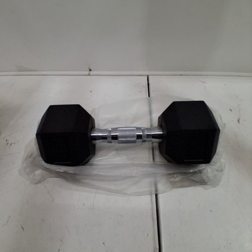 AMAZON BASICS RUBBER HEX DUMBBELL - 20LBS - SILVER/BLACK image 2