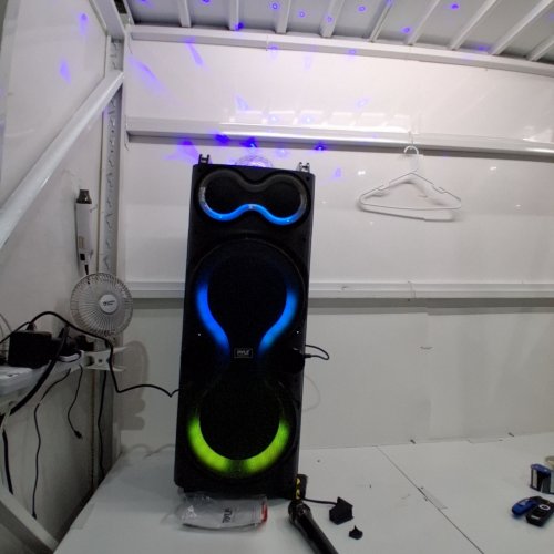 PYLE PREMIUM BLUETOOTH SPEAKER SYSTEM WITH WIRELESS MIC, KARAOKE MACHINE, DUAL 10" INCH SPEAKERS, RECHARGEABLE BATTERY, USB/SD/AUX/FM RADIO, LED LIGHTS - 240W - BLACK/RGB LED - (MODEL-PPHP1028) image 2