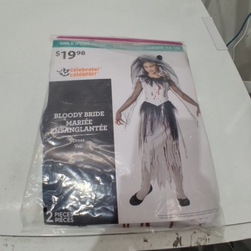 GIRLS WAY TO CELEBRATE BLOODY BRIDE COSTUME (DRESS ONLY) - EXTRA LARGE (14-16) - WHITE/BLACK/RED image 2