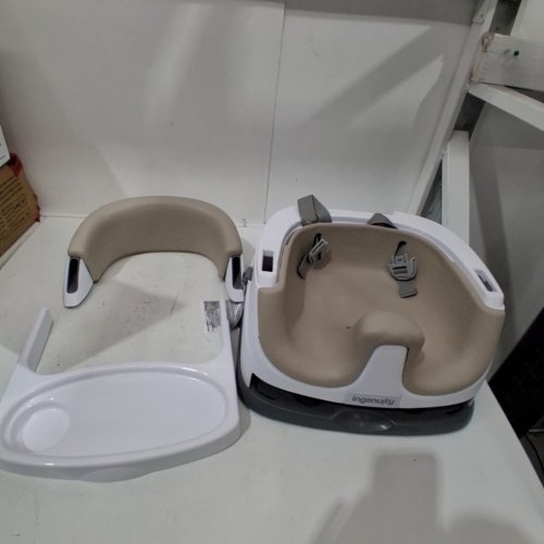 INGENUITY BABY BASE 2-IN-1 BOOSTER SEAT WITH FOOD & DRINK TRAY - 50LBS CAPACITY - BEIGE (MODEL: 10678) image 2