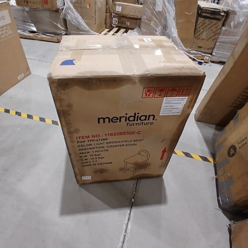 MERIDIAN FURNITURE COUNTER STOOL WITH BACK - 16" SEAT HEIGHT - BEIGE/BROWN - (MODEL: 11033BEIGE-C) image 6