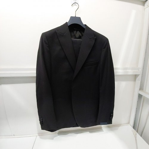 2PC MEN'S MODA SPANI 100% VIRGIN WOOL SUIT JACKET & PANTS - 56 - BLACK (MODEL: A-TOLEDO-PI) image 2