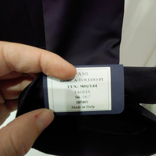 2PC MEN'S MODA SPANI 100% VIRGIN WOOL SUIT JACKET & PANTS - 56 - BLACK (MODEL: A-TOLEDO-PI) image 3