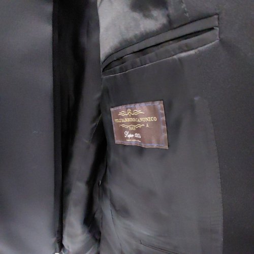 2PC MEN'S MODA SPANI 100% VIRGIN WOOL SUIT JACKET & PANTS - 56 - BLACK (MODEL: A-TOLEDO-PI) image 4