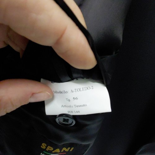 2PC MEN'S MODA SPANI 100% VIRGIN WOOL SUIT JACKET & PANTS - 56 - BLACK (MODEL: A-TOLEDO-PI) image 6