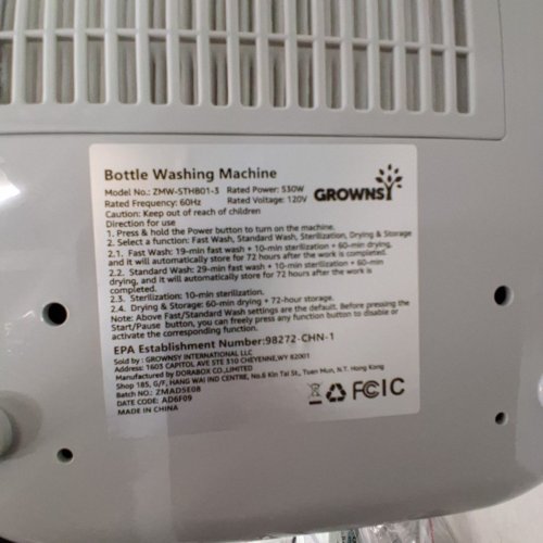 GROWNSY ALL-IN-ONE BOTTLE WASHER AND STERILIZER AND DRYER MACHINE - WHITE (MODEL: ZMW-STHB01-3) image 8