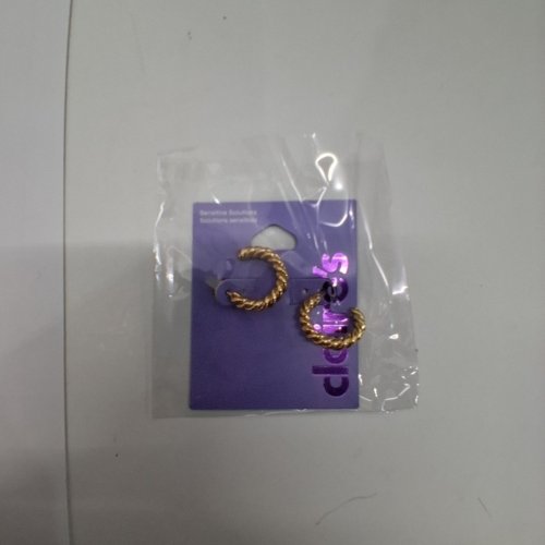 1PR GIRLS CLAIRE'S TWISTED HOOP EARRINGS - GOLD-TONE (ITEM: 25992-9) image 4