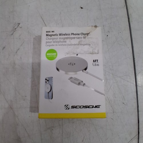 SCOSCHE MAGNETIC WIRELESS PHONE CHARGER - COMPATIBLE WITH IPHONE MAGSAFE - 6FT CABLE - SILVER (MODEL: BASE3MS) image 5