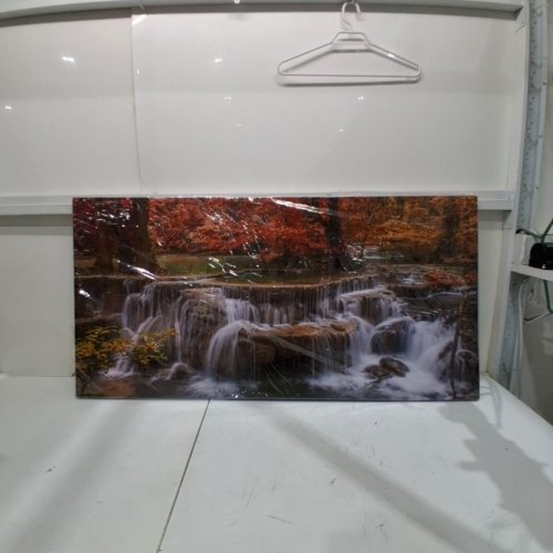 PIY PAINTING AUTUMN WATERFALL LARGE STRETCHED CANVAS SEASONAL INTERIOR HOME DECORATION PAINTING- 24" X 48"- MULTICOLOUR image 3