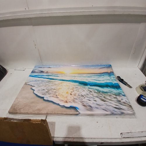 ARTEWOODS HANGING WALL ART CANVAS "OCEAN SUNSET BEACH" - 36" X 24" image 2