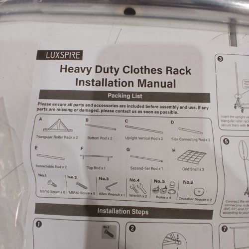 LUXSPIRE HEAVY DUTY DOUBLE ROD CLOTHING RACK WITH WHEELS - SILVER (MODEL: HC250142) image 4
