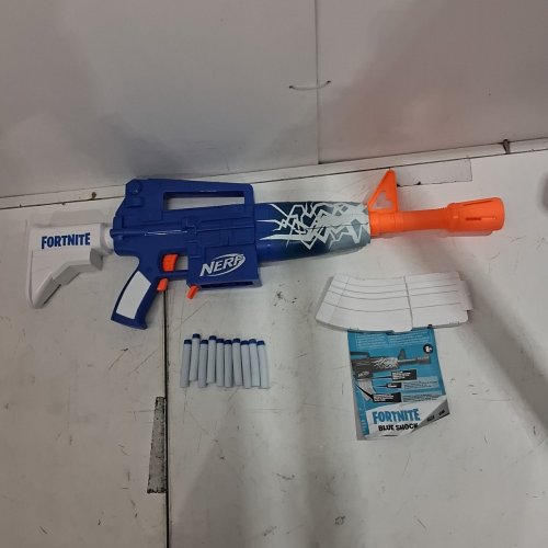 NERF FORTNITE BLUE SHOCK BLASTER - 10 DART CLIP - BLUE/WHITE (MODEL: F4108) image 2