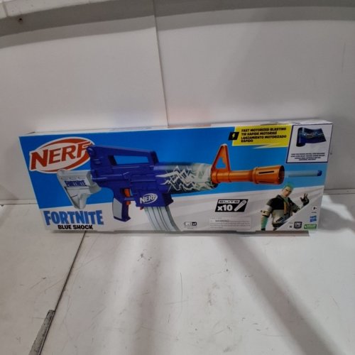 NERF FORTNITE BLUE SHOCK BLASTER - 10 DART CLIP - BLUE/WHITE (MODEL: F4108) image 4