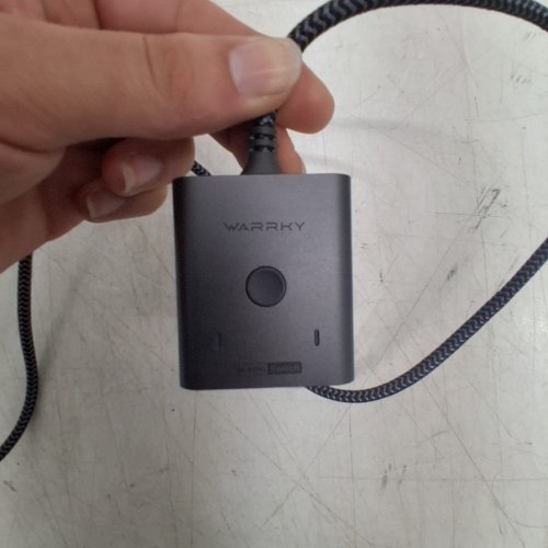 WARRKY 2-IN 1-OUT BIDIRECTIONAL BRAIDED CABLE HDMI SWITCHER/SPLITTER - 4K - 60HZ - 3.3FT - GREY (MODEL: ‎WARRKY-AV-H03) image 2