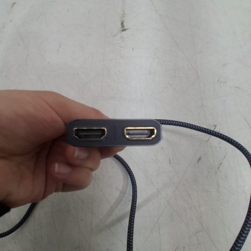 WARRKY 2-IN 1-OUT BIDIRECTIONAL BRAIDED CABLE HDMI SWITCHER/SPLITTER - 4K - 60HZ - 3.3FT - GREY (MODEL: ‎WARRKY-AV-H03) image 3
