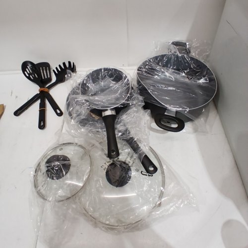 8PC STARBASIX NON-STICK COOKWARE SET WITH UNTENSILS - BLACK image 7