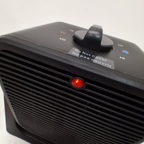KONWIN DUAL FUNCTION HEATER AND FAN WITH TWO HEAT AND FAN SETTINGS - ADJUSTABLE ANGLE - LARGE BASE - 9.5" TALL - BLACK - (MODEL: SFH-181T). image 2