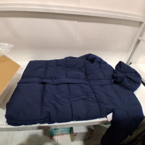 MEN'S AMAZON ESSENTIALS RECYCLED POLYESTER HOODED LONG PUFFER JACKET - XL - NAVY BLUE image 2