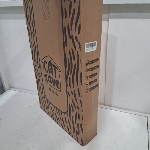 KITTISH MODERN COZY 2-TIER CAT CAVE WITH SCRATCH PAD & TOY - 27" - DARK GREY image 2