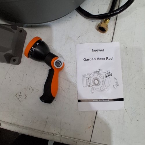 TREEWELL WALL MOUNTED HEAVY DUTY RETRACTABLE GARDEN HOSE REEL - .5" X 100FT - GREY/ORANGE - (MODEL:‎TRHR04) image 3