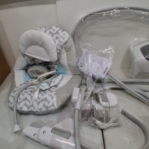 INGENUITY 2-IN-1 SIMPLECOMFORT LIGHTWEIGHT COMPACT 6-SPEED MULTI-DIRECTION BABY SWING AND ROCKER - GREY image 3