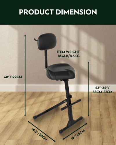 STRICH GUITAR STOOL WITH BACKREST - BLACK - (MODEL: SGT-40) image 2