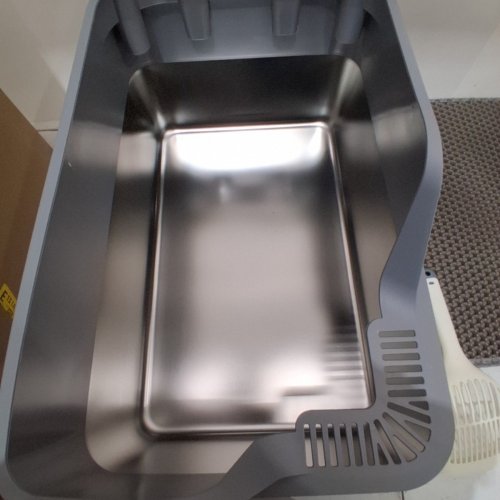 ELLENPENT STAINLESS STEEL CAT LITTER BOX WITH LID - XL - 36L - GREY (MODEL: CH-ICB010) image 3