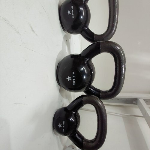 3PC YES4ALL VINYL COATED KETTLEBELL WEIGHT SET - 5LBS, 10LBS, 15LBS - BLACK (MODEL: MX6D) image 3