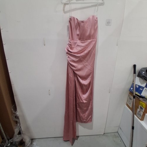 WOMEN'S KATIE BITA GOWN SLEEVLESS DRESS WITH SIDE TRAIN- MEDIUM - ROSE QUARTZ/PINK image 3