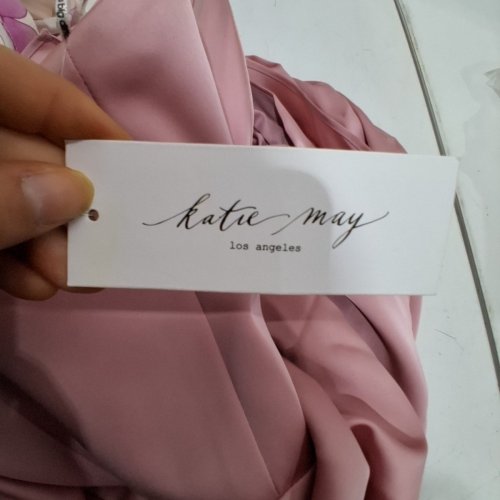 WOMEN'S KATIE BITA GOWN SLEEVLESS DRESS WITH SIDE TRAIN- MEDIUM - ROSE QUARTZ/PINK image 5
