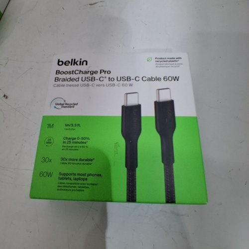 BELKIN BOOSTCHARGE USB-A TO USB-C BRAIDED CHARGING/TRANSFER CABLE - BLACK - (MODEL: CAB002MBK) image 3