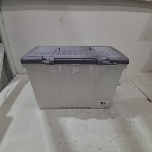 STOREX PORTABLE FILE STORAGE BOX WITH ORGANIZER LID, LETTER/LEGAL - CLEAR image 2