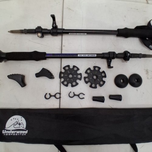 UNDERWOOD AGGREGATOR ADJUSTABLE ALUMINUM HIKING/TREKKING POLES - BLUE/BLACK image 3
