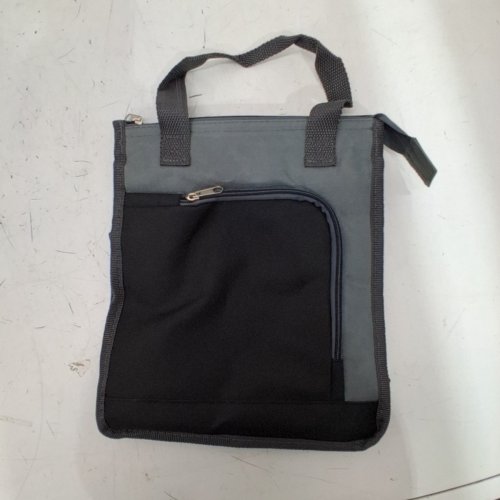 ZIPPERED INSULATED COOLER LUNCH BAG - GRAY AND BLACK image 2
