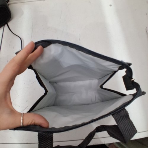 ZIPPERED INSULATED COOLER LUNCH BAG - GRAY AND BLACK image 3