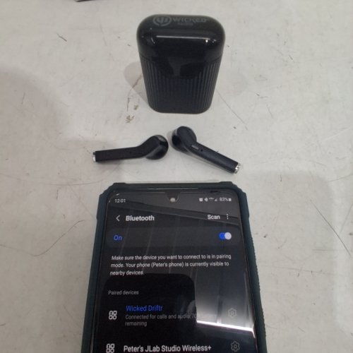 WICKED AUDIO DRIFTR TRUE WIRELESS HEADPHONES - BLUETOOTH - BLACK (MODEL : WI-TW2150-CA) image 2
