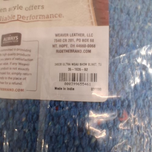 WEAVER ULTRA WEAVE SADDLE BLANKET - 34" X 38" - BLUE/TURQUOISE image 2